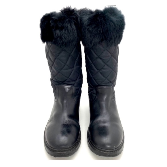Tory Burch Joey Fur Trim Quilted Winter Boot in Back - Picture 2 of 10